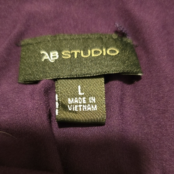 AB Studio Purple Pleated Long Sleeve Blouse M - Picture 6 of 7